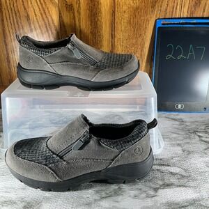 Lands End Womens Slip On Shoes Gray Suede Houndstooth Accent Size 6.5 B